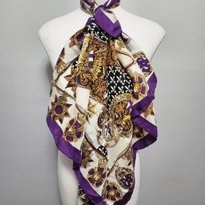 Vinatge Compagnie Internationale Express 90s baroque silk  large square scarf